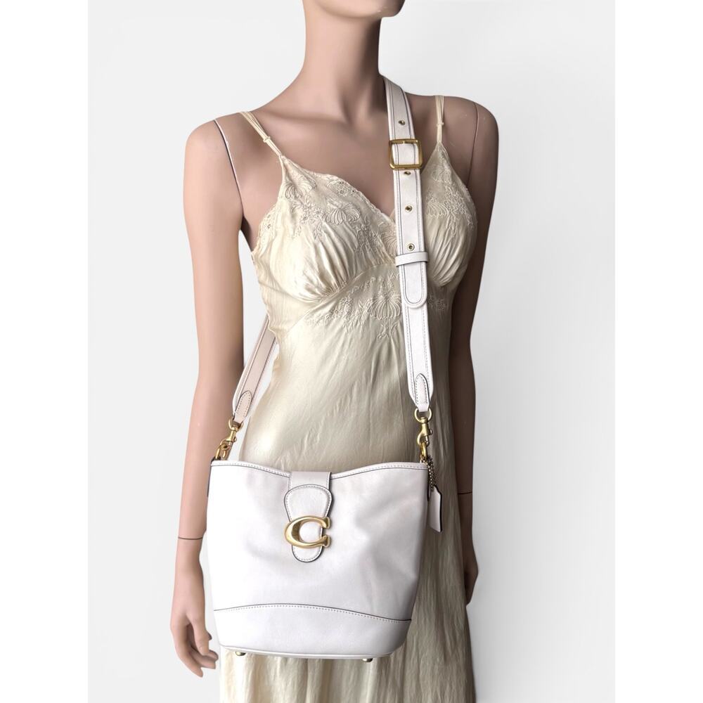 COACH CA112 Tali Bucket Bag Chalk White Calf Smooth Leather Brass Gold